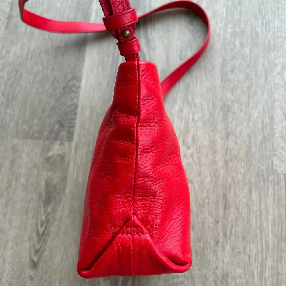 J.Crew Oslo Soft Leather Crossbody Bag Adjustable Strap Holiday Red